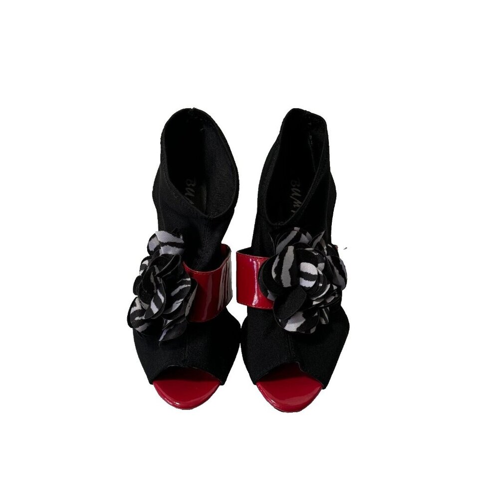 BP Bumper LEXUS58 High Heel Black/red ZEBRA lycra size 6 1/2 women's shoe flower